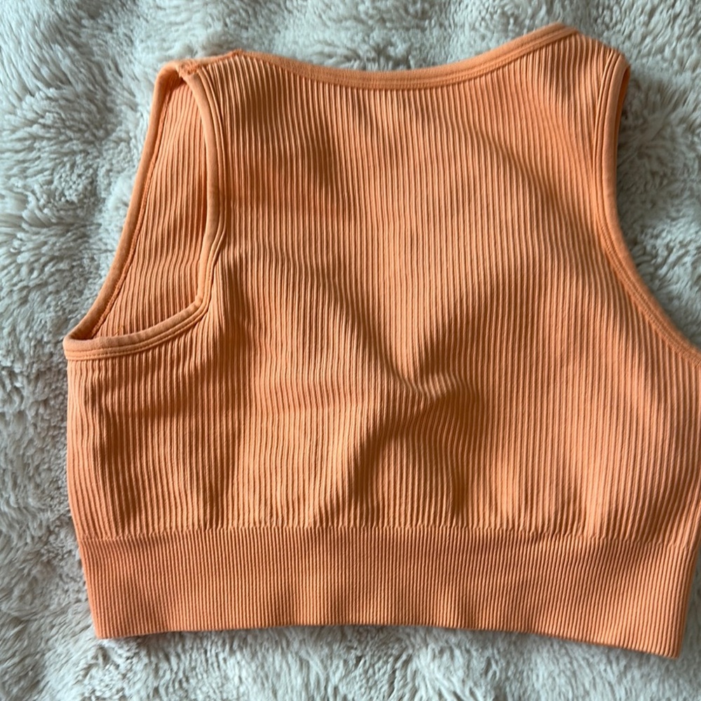 Orange Ribbed Crop Top - Picture 2 of 3